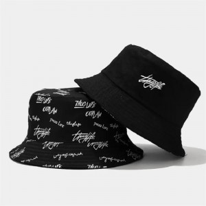 wo Side Bucket Hat One Side With Embroidery Logo On Front One Side With All Over Printed Logo Reversible Bucket hat
